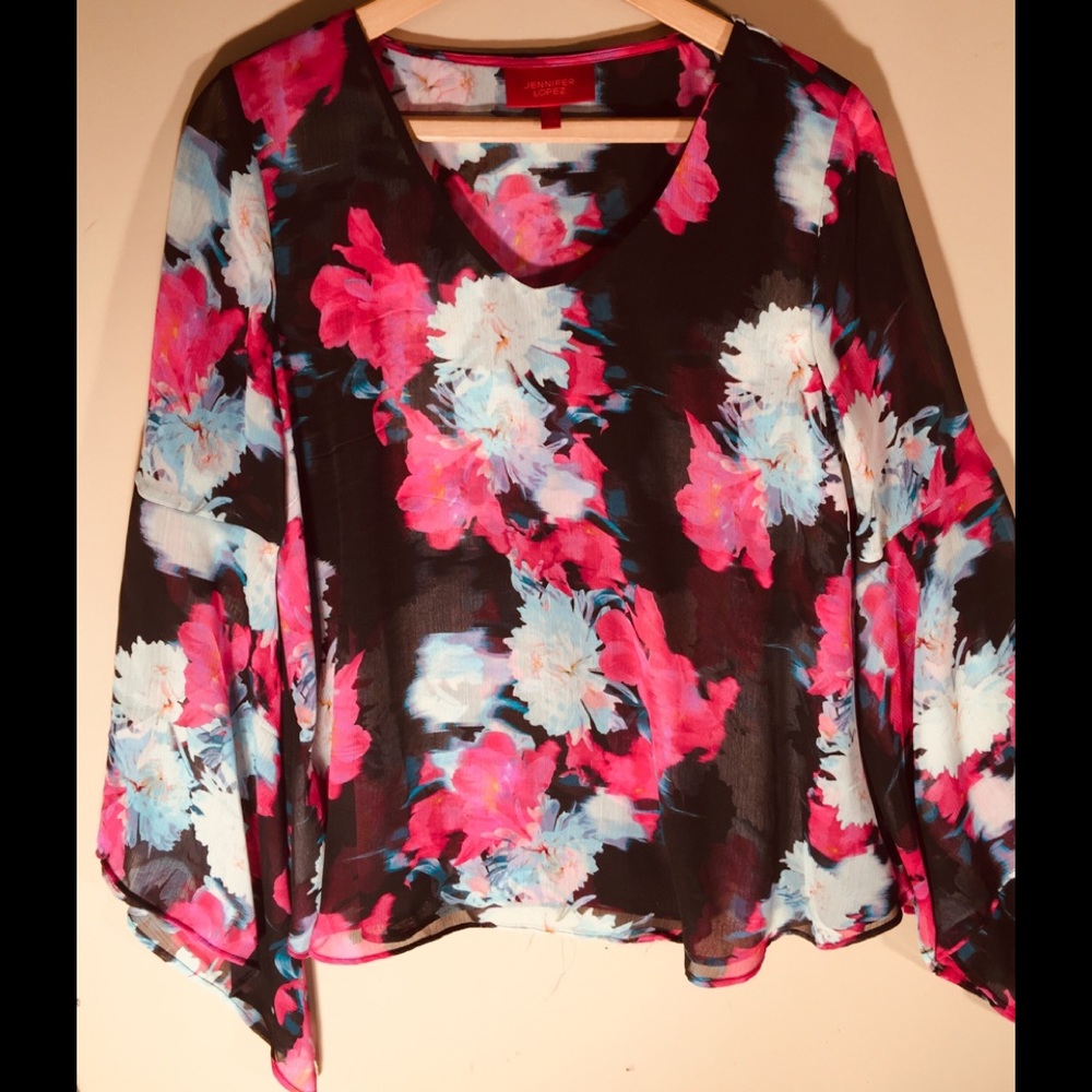 Jennifer Lopez bell-sleeve blouse